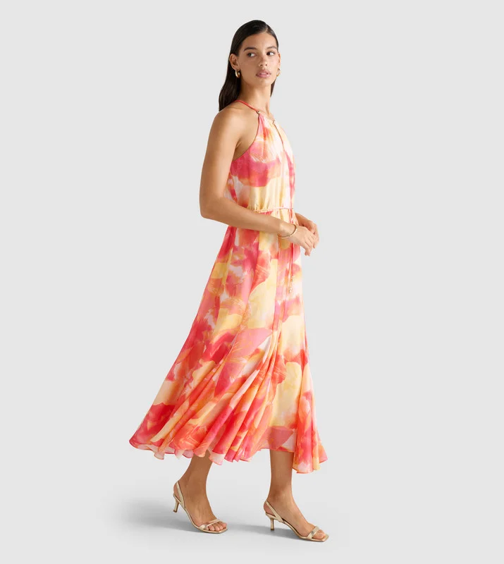 forever new  CASEY Halterneck Godet Midi Dress for Women | Best Price UAE